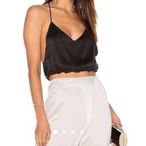 KENDALL + KYLIE Black Silk Cropped Tank
